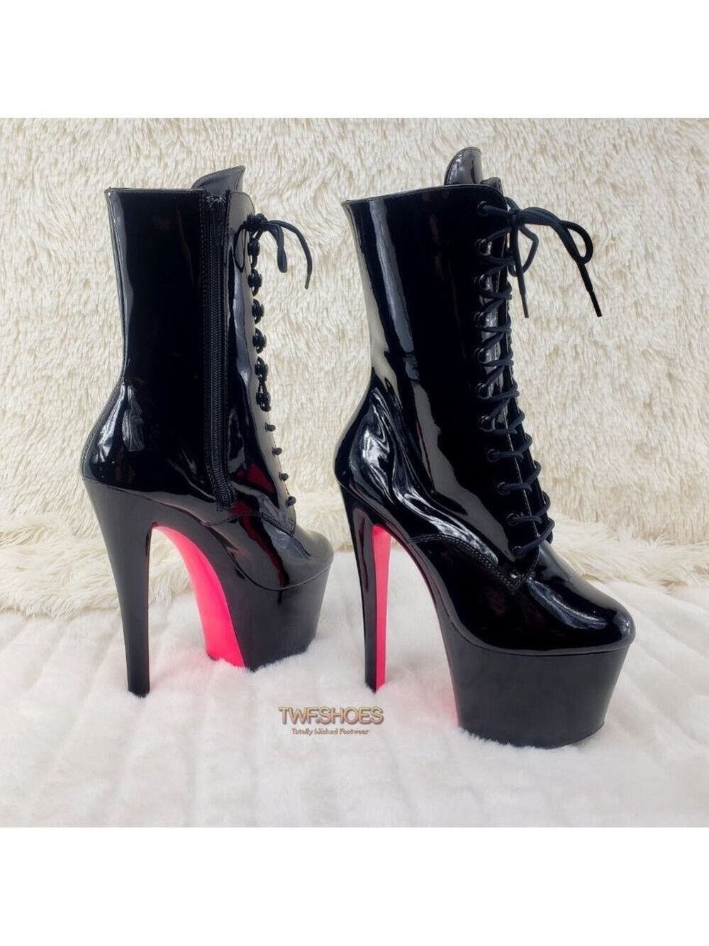 Sky 1020TT Black Patent High Heel Ankle Boots - Picture 8 of 14